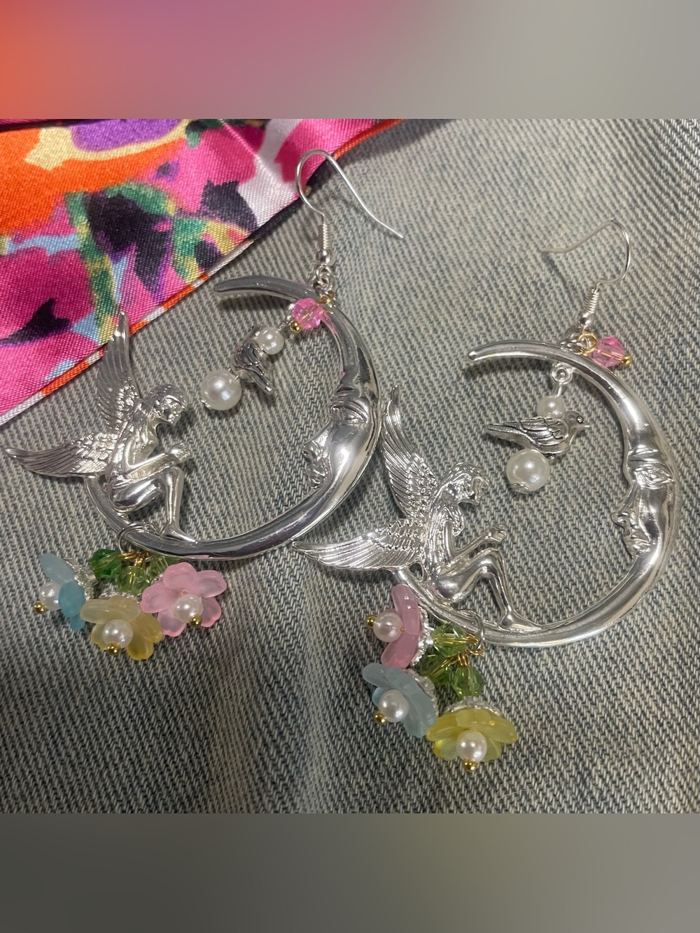 Moon Fairy Earrings Hand Crafted OOAK - Picture 3 of 8